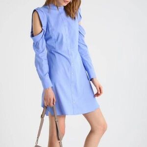 Elegant Blue Cold Shoulder Dress